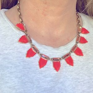 Coral and brass gold statement necklace
